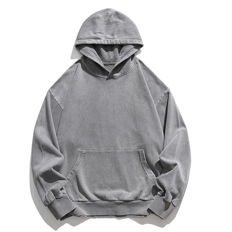Vintage Distress Hoodies For Men - High Quality - Double Yarn - Korean Streetwear