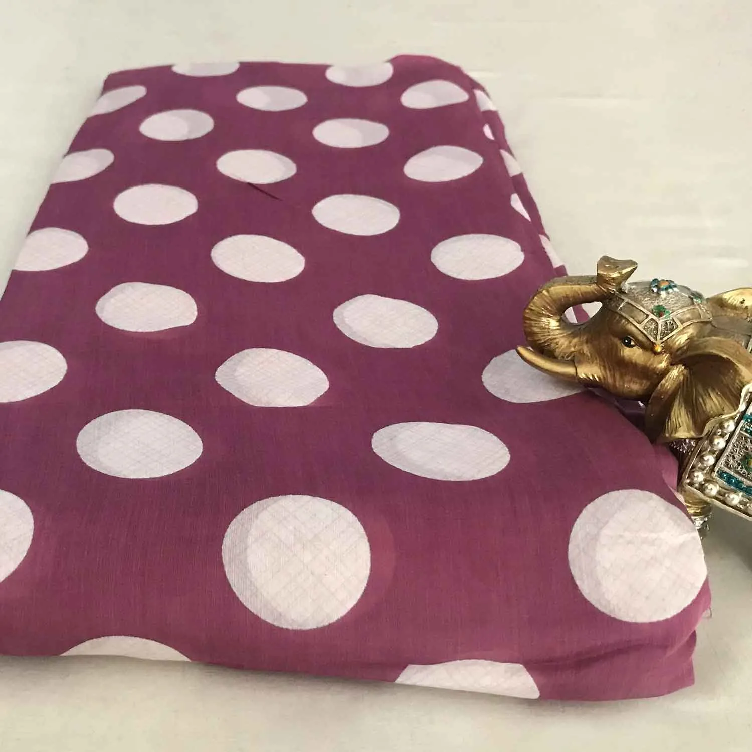 Violet White Geometric Viscose Muslin Silk Fabric