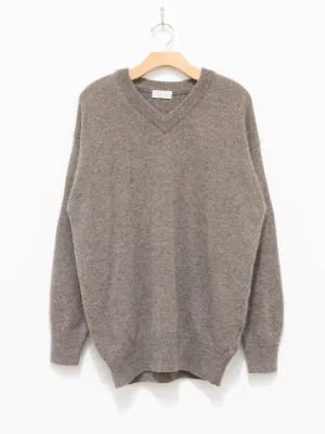 Wool Yak V-Neck Knit - Beige